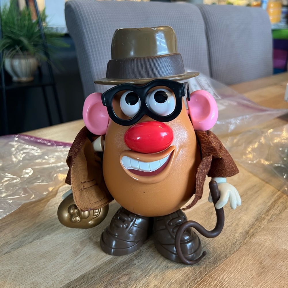 Brown Detective Potato Figure with Pink Ears and Red Nose Indiana Jones